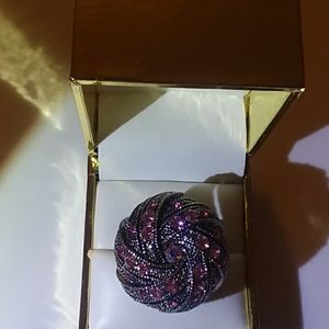 Vintage Hot pink crystal inspired cocktail ring